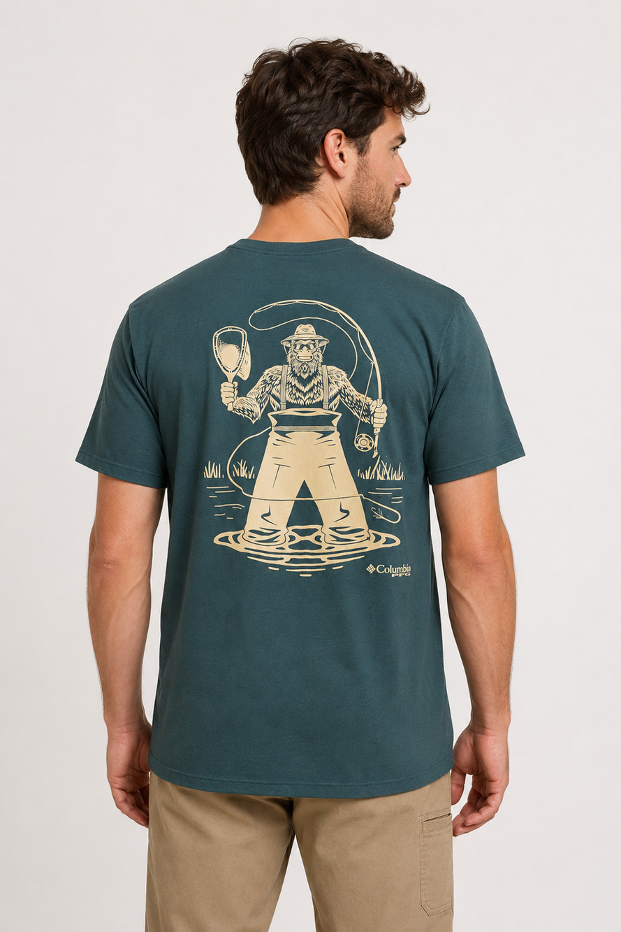 Columbia PFG Men’s M Flysquatch Sasquatch Fishing T Shirt Green NWT